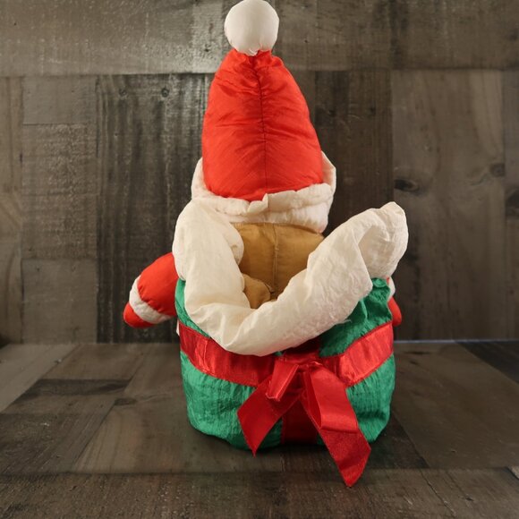 Santa Claus Christmas Puffy Plush Toy with Back Sack Parachute Vintage Holiday - Picture 6 of 7